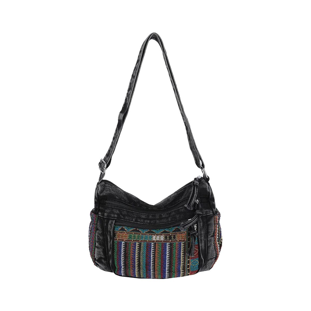 Cyflymder  Stylish Ethnic Print Tote Bag with Adjustable Strap for Women Casual Shoulder Handbag with Unique Pattern for Girls