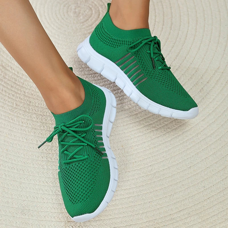 Cyflymder Mesh Breathable Soft Sole Sneakers Women Lightweight Non-Slip Running Walking Shoes Woman 2024 Spring Casual Lace Up Flats Shoes