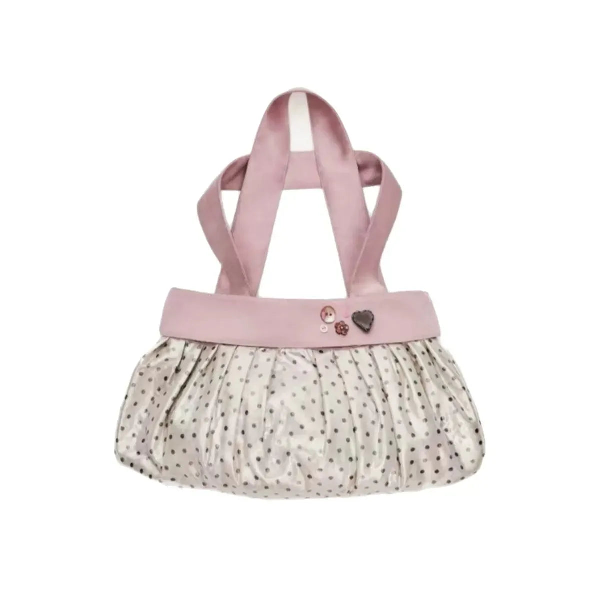 Cyflymder  Sweet Cute Polka Dot Handbag Women Button Pleated Patchwork Large Capacity Shoulder Bags Ladies Harajuku Y2k Underarm Bag Chic