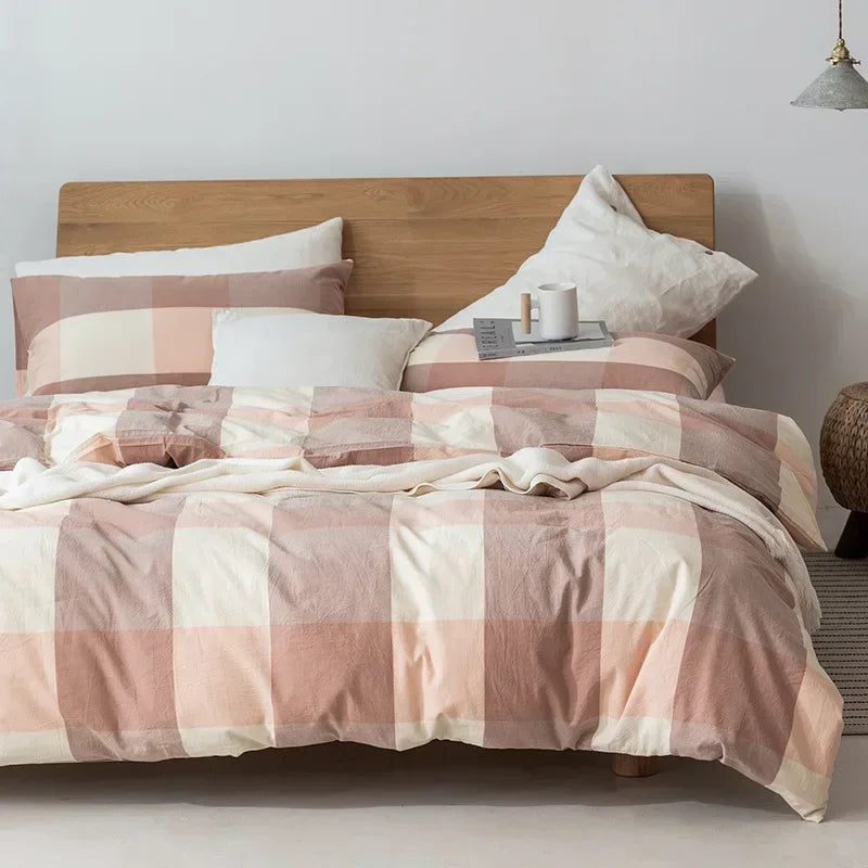 Cyflymder  Boy Gray Plaid Duvet Cover Set Duvet Cover Soft Bedding Comforter Cover Set 1 Duvet 2 Pillow Shams