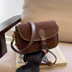 Cyflymder  New Ladies Vintage Saddle Bag Simple Commuter Crossbody Bag Soft Texture Bean Curd Square Bag Elegant Versatile Shoulder Bag