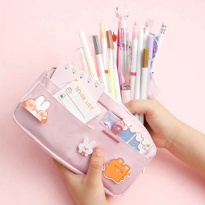 Cyflymder Cute Pencil Case Trousse Scolaire Pencil Cases For Girls Random Brooch Estojo Escolar Pencilcase Kawaii Stationery Pencil Pouch