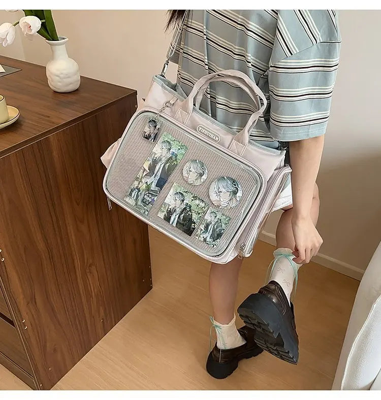 Cyflymder  Vintage Y2k Aesthetic Simple Shoulder Crossbody Bags All Match Trendy Transparent Ita Bag Ins Casual Backpack for Women Students