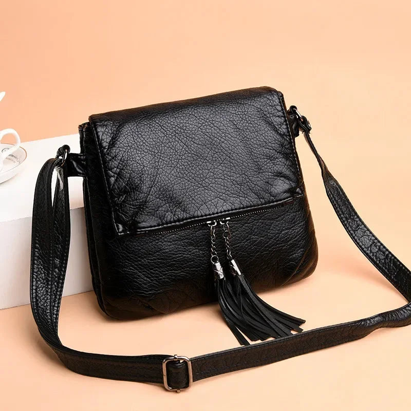 Cyflymder  Casual Women Crossbody Bags with tassel Soft PU Leather Messenger Bag Female Small Bags Multiple Pockets Versatile Large capacit