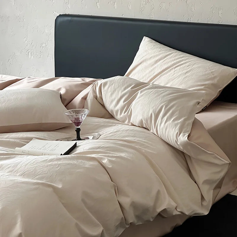 Cyflymder  Premium 100S Pure Cotton Jacquard Bedding Sets Luxury Skin Friendly Smooth Quilt Cover Kit Bed Linens for Adults and Children