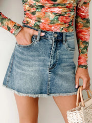 Cyflymder  Women s Distressed Denim Skirts High Waisted Frayed Raw Edge Jean Skirts Mini Skirts Urban Street Style Fashion