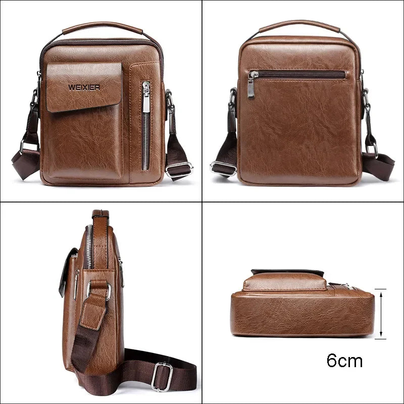 Cyflymder  Men Shoulder Bags Crossbody Bag Multi-function Men's Handbags Capacity PU Leather Bag For Male Messenger Bags Tote Bag