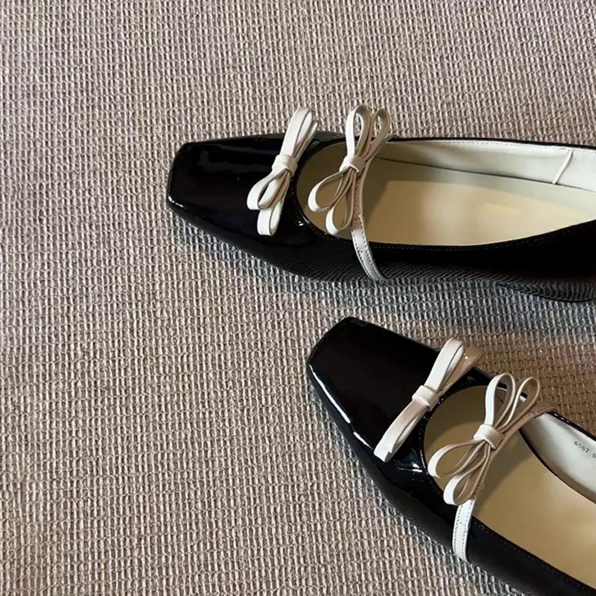 Cyflymder  Mary Janes Ballet Flat Shoes French Butterfly Knot Low Cut Versatile Elegant Women's Shoes Round Toe Rubber