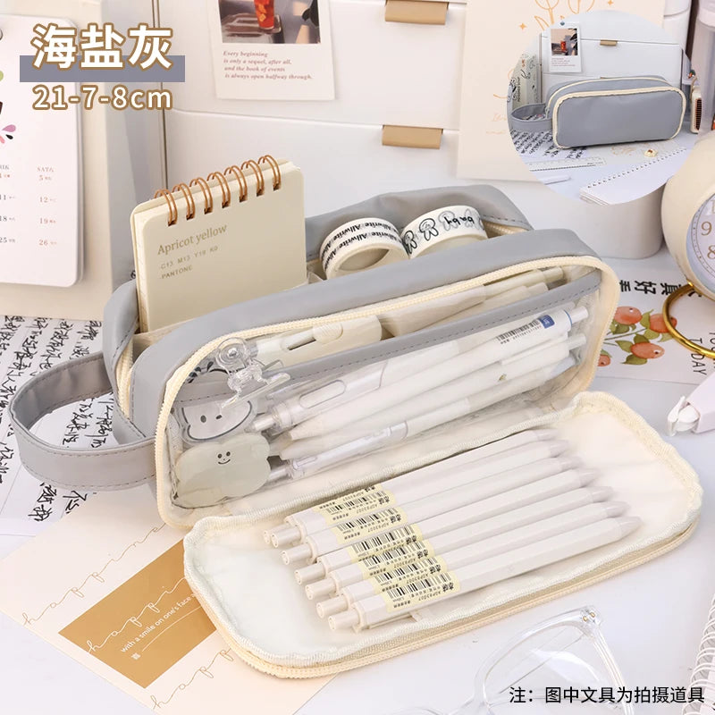 Cyflymder  Large Capacity Pencil Case Kawaii Stationery Pen Case Trousse Transparent Pencilcase School Supplies Estuche Escolar Pencil Box