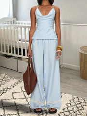 Cyflymder  Women s 2 Piece Casual Outfits Sleeveless Floral Print Crop Tops High Waist Wide Leg Pants Set Boho Chic Summer Fashion