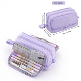 Cyflymder 4 Partitions Large Pencil Case Pen Bag School Student Pencil Cases Cosmetic Bag Stationery Organizer Office Supply