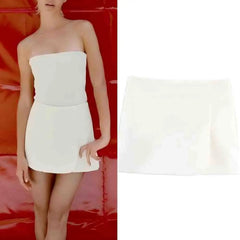 Cyflymder  Women's summer chic fashion Split design solid slim versatile Shorts Skirts retro high waist side zipper women's skirt