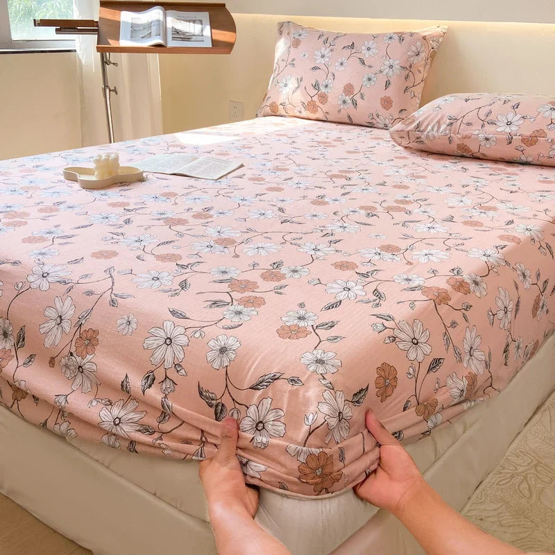 Cyflymder 1PC Flower Printing Bed Sheet For Double Bed Adjustable  Elastic Band Wrap Around Mattress Cover Queen/king 매트리스커버 No Pillowcase