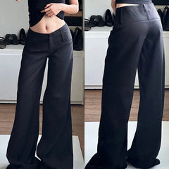 Cyflymder   Chic Basic Solid Slimming Pants Women All Match Casual Loose Straight-Leg Trousers Y2k Streetwear Outfit Vintage