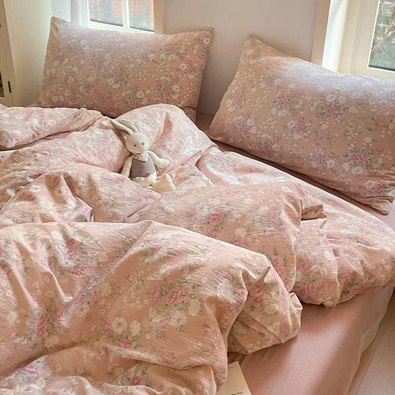 Cyflymder  Grade-A Double-Layer Yarn Pure Cotton Bedding Set Single Double High-Quality Bedsheet Kit Skin Friendly Ultra Soft Quilt Set