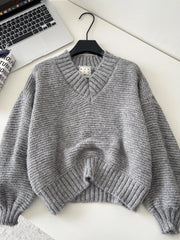 Cyflymder  Ladies Loose Long Sve V-Ne Knitwear Comfortable Casual Sle Winter Faionable Crew Ne Pullover Boting irt