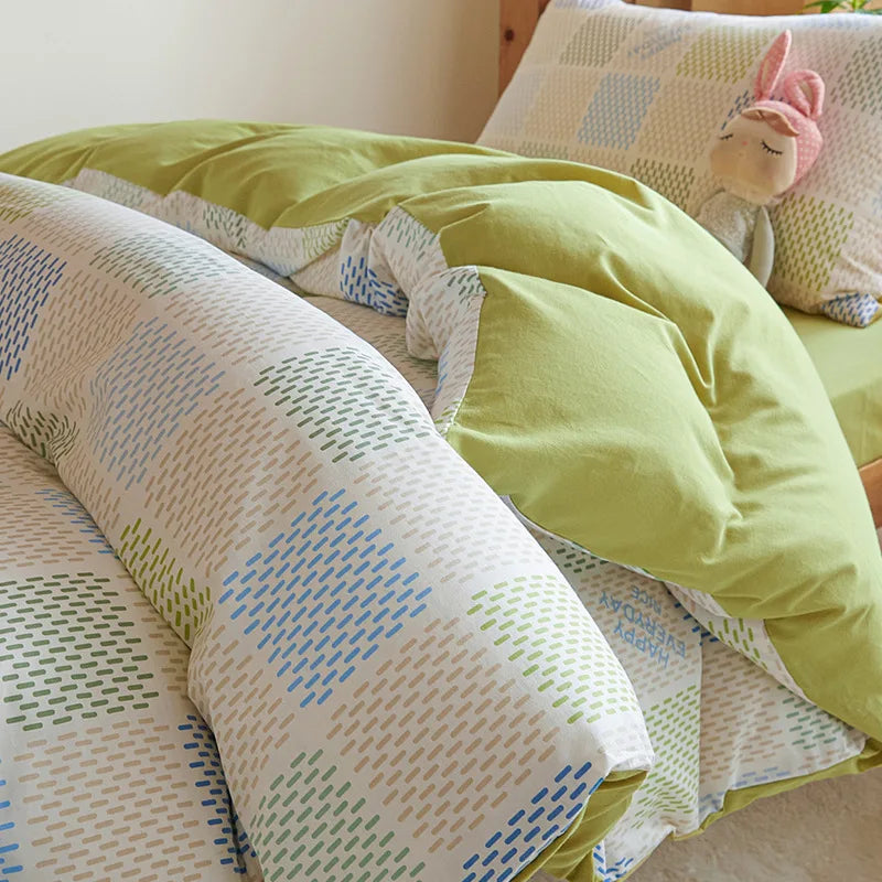 Cyflymder Pure Cotton Bed Sets for Student Dormitory 4Pcs New Cartoon Printed Skin-Friendly Bedding Sets High-Quality Single Bedclothes