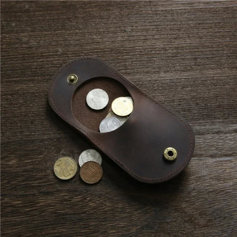 Cyflymder Women's Small Genuine Leather Coin Wallet Children Mini Purses Hasp Money Clip Clutch Hobo Bags Men Gift Pouch New Manual Craft