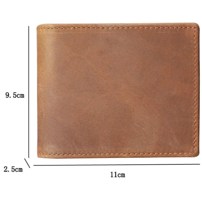 Cyflymder  Genuine Leather Men's Wallet Short Money Clip Soft Leather Purse for Man Buckle Multi Card Position Zippe Wallet Men