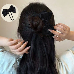 Cyflymder  Simple Black Bowknot U shape Hair Sticks Fashion Women Bun Ball Hairpin Daily Hair Braiding Barrettes Styling Hair Accessories