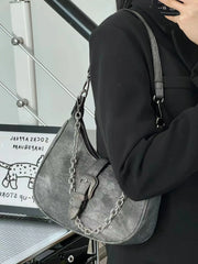 Cyflymder  Vintage Shoulder Bag Women High Street Chain Chic Casual Solid Bag Ladies 2025 New Autumn Harajuku Crossbody Bag Y2k