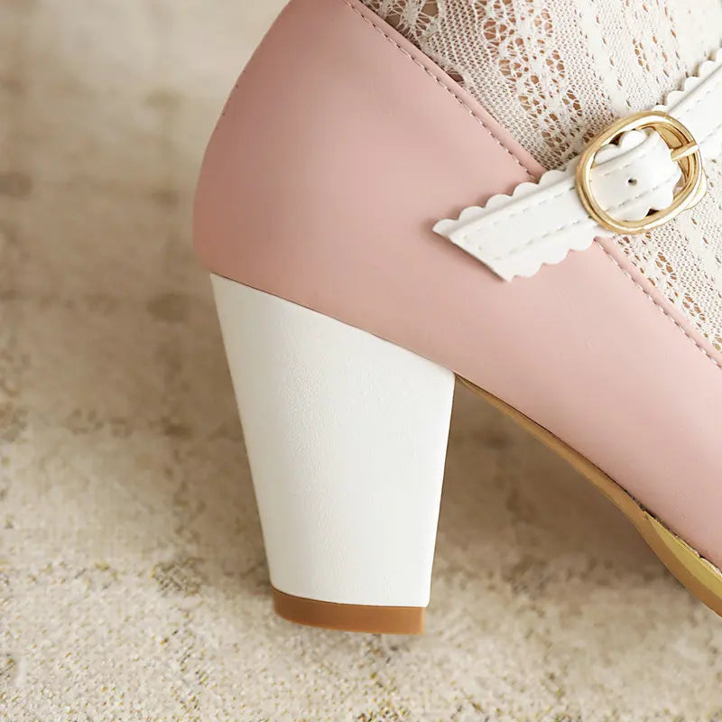 Cyflymder  Block Heels For Women Pumps Basketball Platform Bow Shoes Sandals Ladies Shallow Mouth Sweet Round Toe Chunky African Big Beige