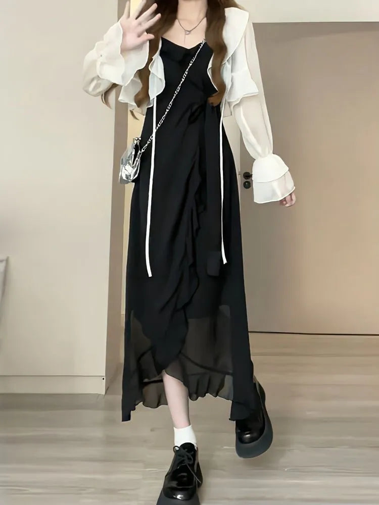Cyflymder  Summer Party Dresses for Women Backless V-neck Sling Ruffled Temperament Sexy Fashion Suspender Simple Elegant New in Dress