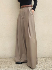 Cyflymder  Korean chic autumn new temperament pleated drape high waist loose versatile wide leg solid color casual pants 2025 New
