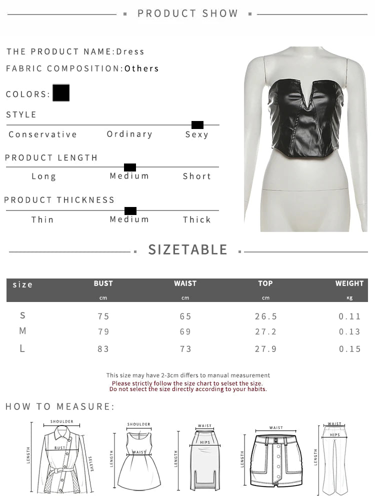 Cyflymder  Sexy Hottie Punk Pu 2-Piece Set Women Irregular Corset Top+Skinny Zip Shorts Matching Simple Street Hipster Clubwear