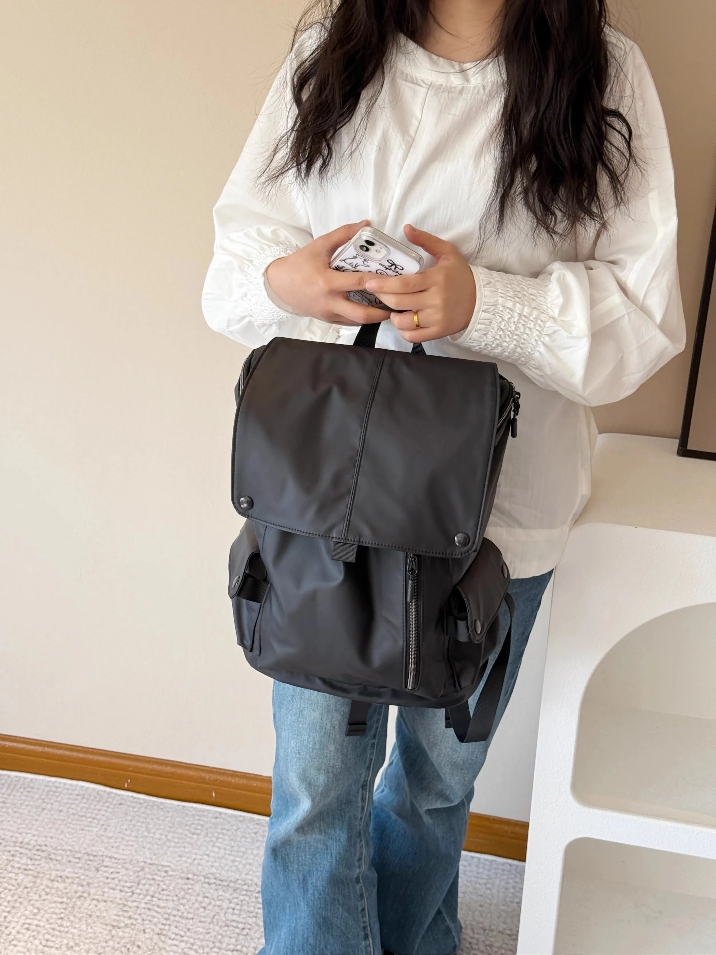 Cyflymder  Korean Y2k Aesthetic Simple Backpack Casual All Match Fashion Schoolbags Vintage Preppy Trendy Chic Backpacks for Women Students