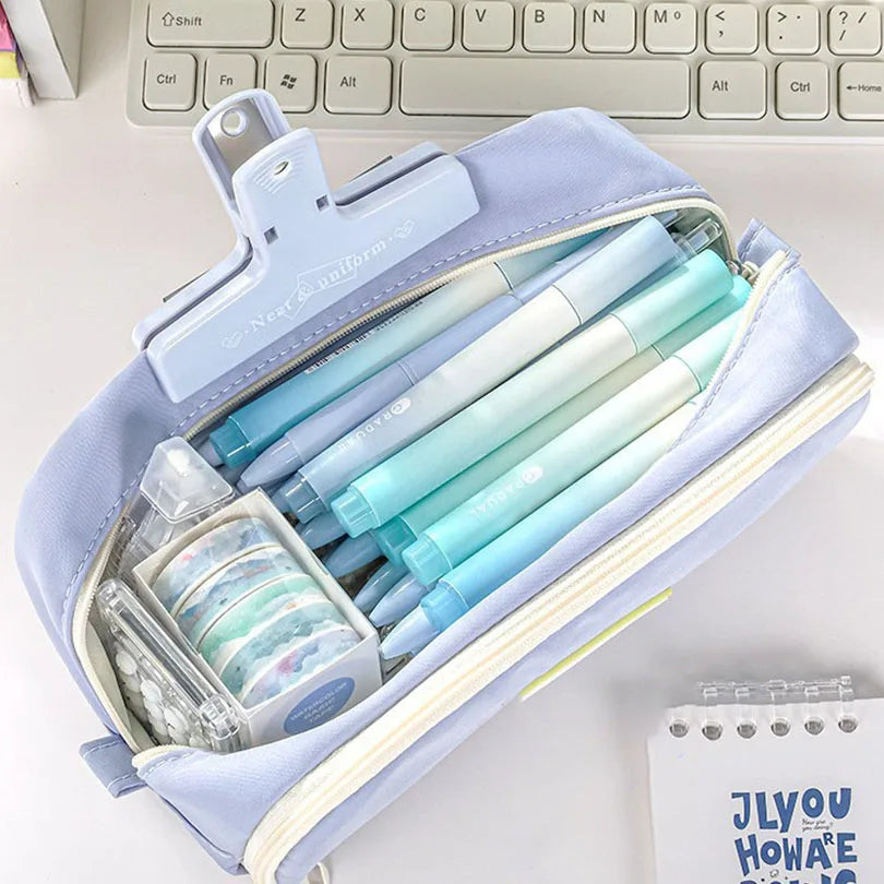 Cyflymder  Double Layers Pencil Case School Supplies Pencil Pouch Large Capacity Pen Case Cute Stationery Estuche Escolar Pencil Cases