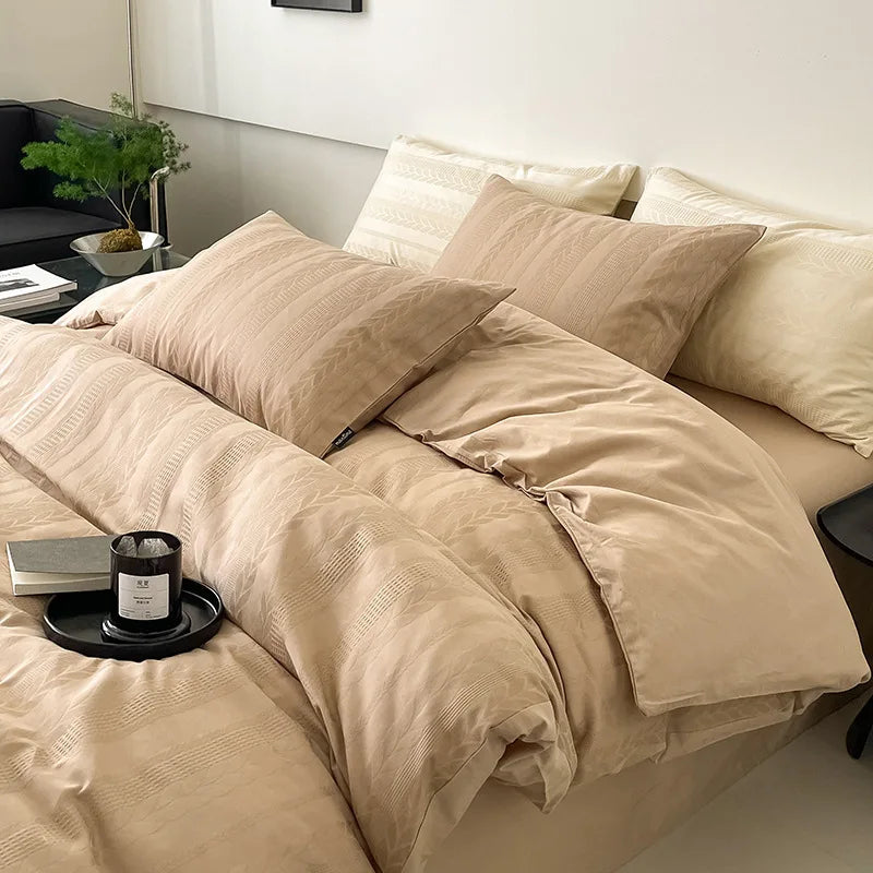 Cyflymder  Class A 60S Pure Cotton Bedding Sets Jacquard Cotton Skin Friendly Comforter Set Girl Style Duvet Cover Set for Queen King Size