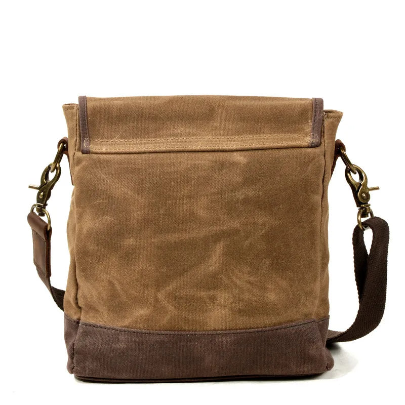 Cyflymder  Men's Retro Crossbody Bag Waxed Canvas With Cowhide Leather Shoulder Bag Casual Outdoor Portable Travel Bag Boy Messenger Bags