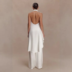 Cyflymder  Women's New Satin Neck Irregular Top Ice Silk Sleeveless Vest Temperament Celebrity Shirt