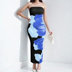 Cyflymder  High Waist Printed Wrap around One oulder Dr Faionable Spring New Arrival Women's Polyester Casual Dress