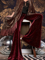 Cyflymder  Women Casual Street Slimming Velvet Trousers 2026 Sprint Elegant Shiny Long Party Pants Autumn Fashion Hight Waist Flared Pants