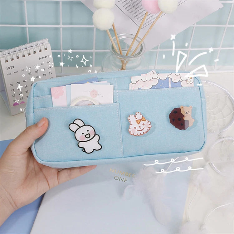 Cyflymder Cute Pencil Case Trousse Scolaire Pencil Cases For Girls Random Brooch Estojo Escolar Pencilcase Kawaii Stationery Pencil Pouch