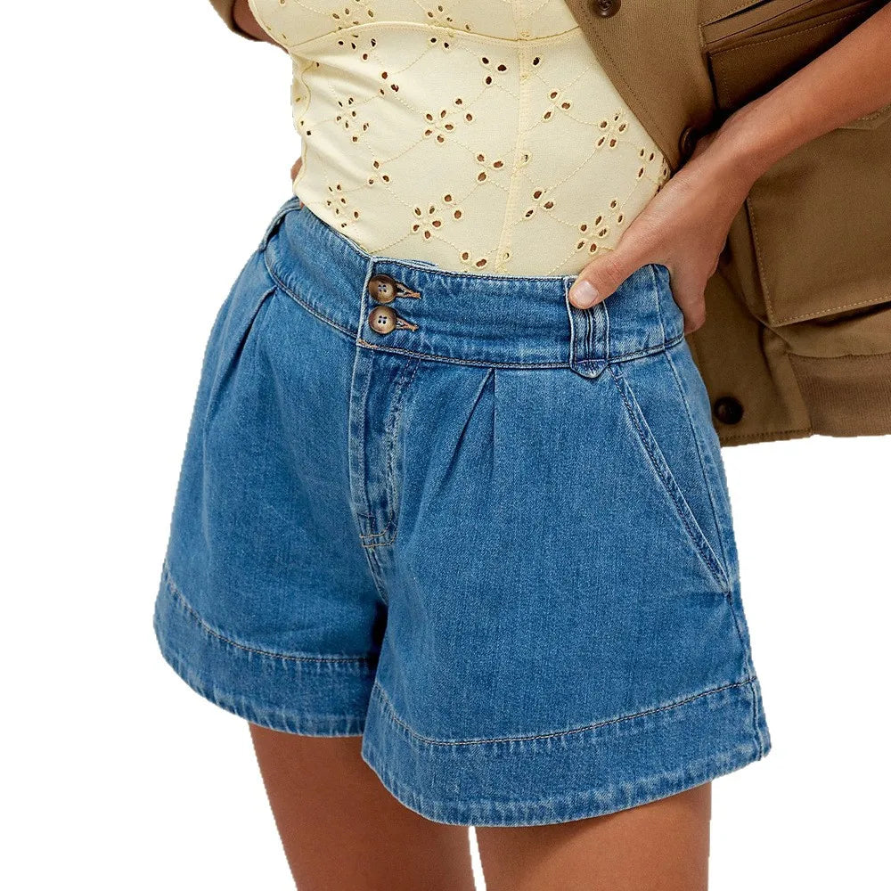 Cyflymder   Summer New Women's Casual Loose High Waist Pocket Washing Denim Shorts Women