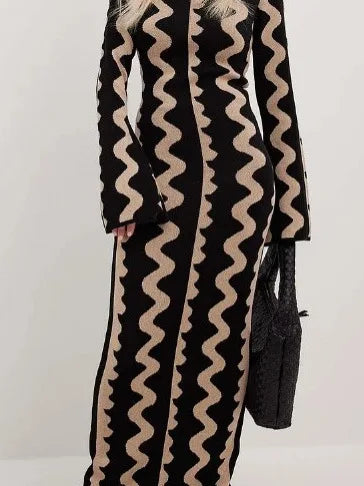Cyflymder  Spring 2025 Slim Fit Sweater Sle Printed Dr High Waist Design Regular Thin Beaded Me Fabric Faionable Independe