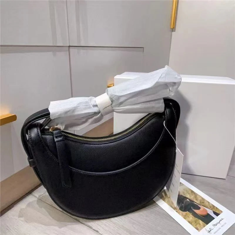 Cyflymder  Women's Bags Luxury Brand Leather Shoulder Bag with Retro Half Month Fashion Design Crossbody Small Bag Women's Accessories
