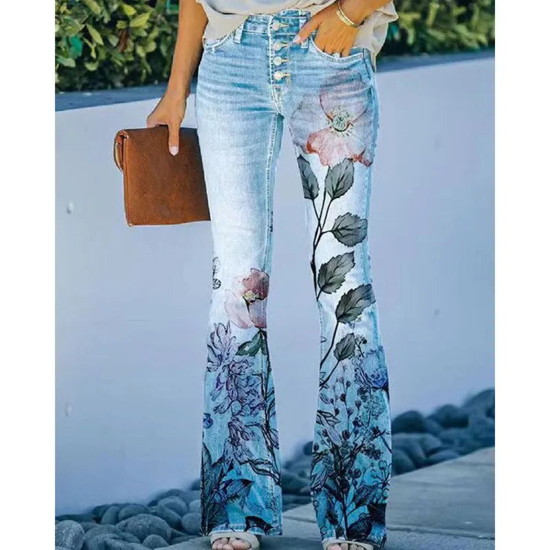 Cyflymder  New Arrival European American Plus Size Women Casual Pants Floral Print Thin Long Trousers Fashion Comfortable Loose Fit Summer