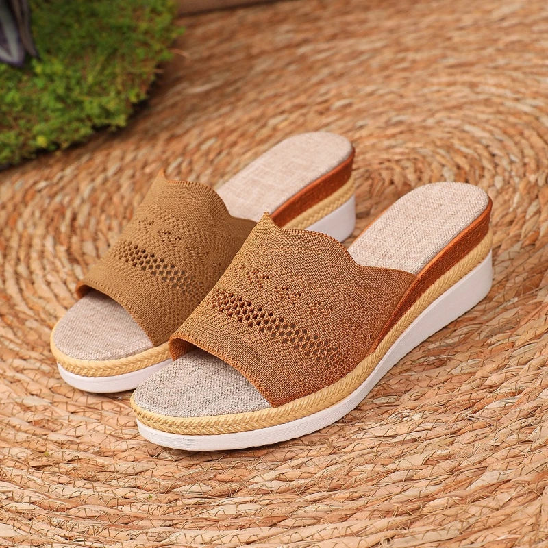Cyflymder  Women Sandals Elegant Woman Shoes With Low Heels Wedge Sandals Summer Mujer Peep Toe Platform Sandals Ladies Slippers