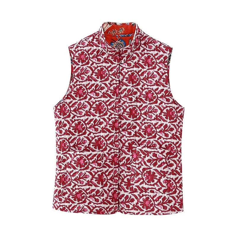 Cyflymder  Style Casual Patchwork Vests Elegant Streetwear Waistcoat Women Printed Embroidery Reversible Vest Jacket Vintage National