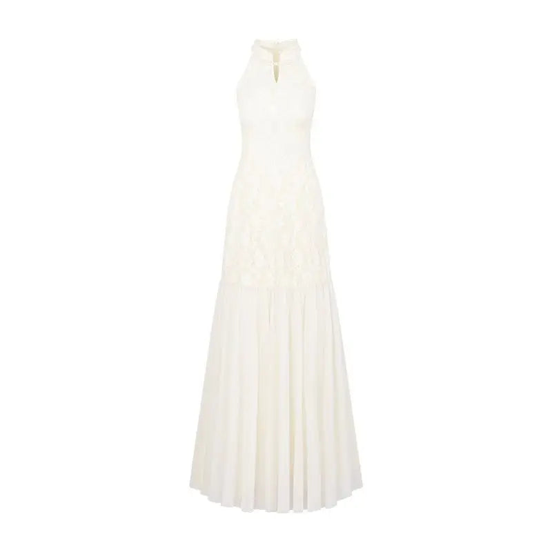 Cyflymder  Chinese Style Jacquard Cheongsam Women Spring Halter Dress