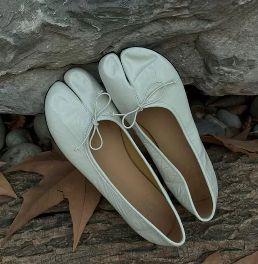 Cyflymder  New Peep Toe Tabi Flats Ballet Flat Shoes Women Spring Autumn Slip on Lady Design Fashion Woman Split Toe Shoes Lady Shoes