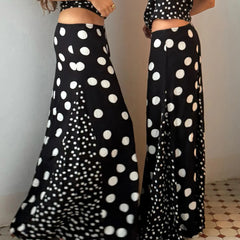 Cyflymder  Contrasting Polka Dot Patchwork Elegant A-Line Knit Skirt Summer Vacation Beach Low-Rise Skirt Streetwear Women Clothes