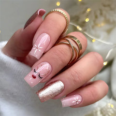 Cyflymder  24Pcs Fake Nails Press On Supplies False Charms Tips For ABS Nail Art And Decorations Manicure Extension Contains Jelly Gel