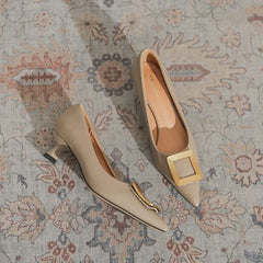 Cyflymder  Beige High Heels Shallow Mouth Branded Pumps Fine Heeled Shoes Sandals Ladies 2025 Slip On Pointed Wedge Lace-Up 12cm Fashion St
