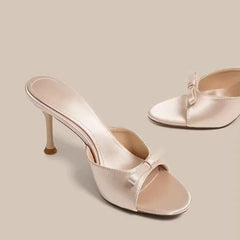 Cyflymder  Summer Women's Fashionable Elegant Bowknot High-heeled Slippers Comfortable Grace Party Stilettos