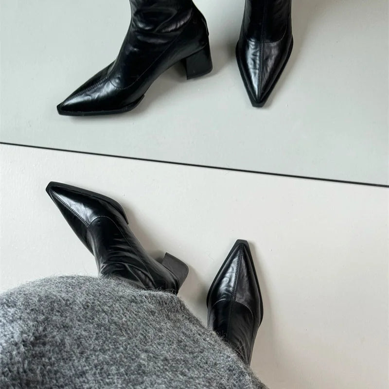 Cyflymder  High Heel Pointed Toe Women Ankle Boots Ladies Elegant Slim Short Booties Autumn Winter Womem's Shoes